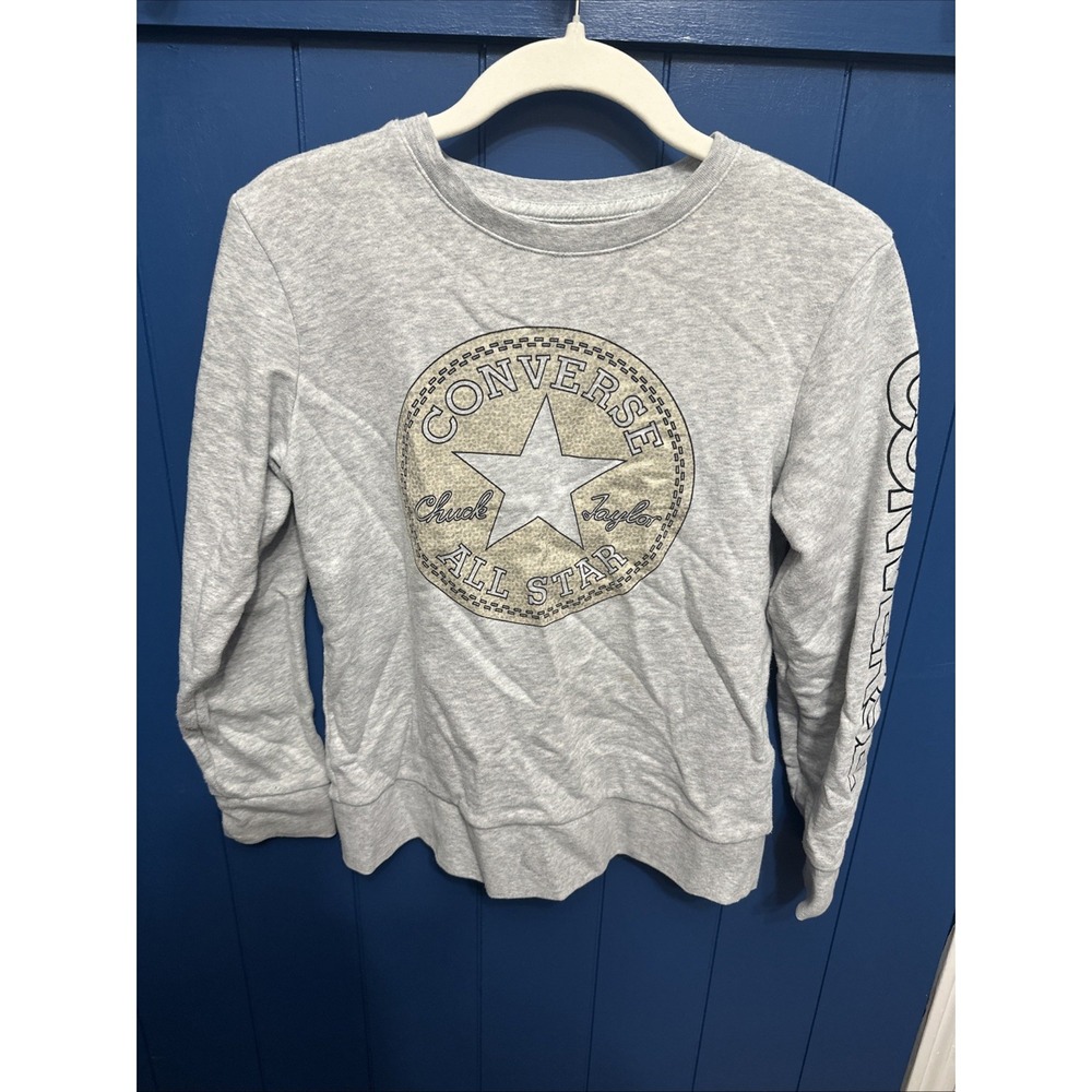 Converse Kids Medium 10-12 Grey Chuck Taylor All Star Sweatshirt Great Conditio